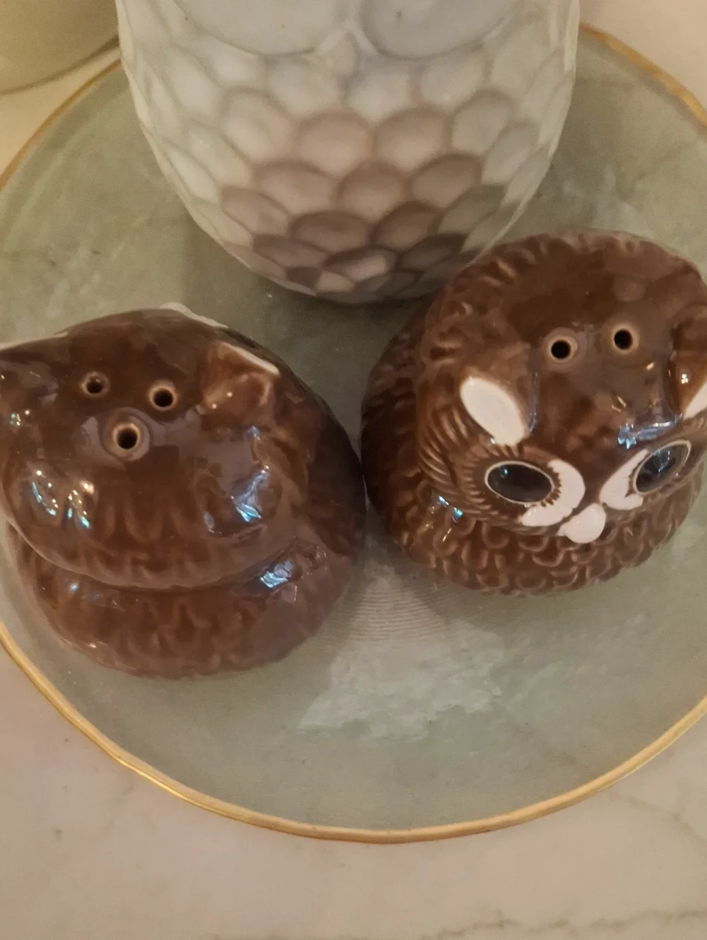 Brown Ceramic Owl Salt & Pepper Shakers